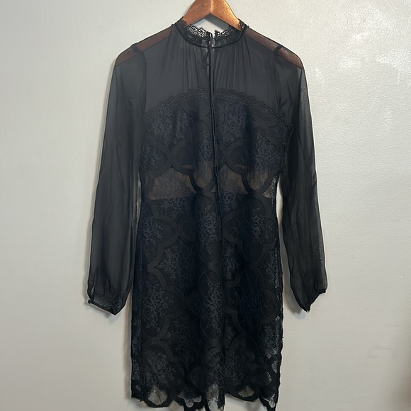 X by NBD MICHELLE lace sheer detail DRESS black size 4- gently used - Picture 5 of 16